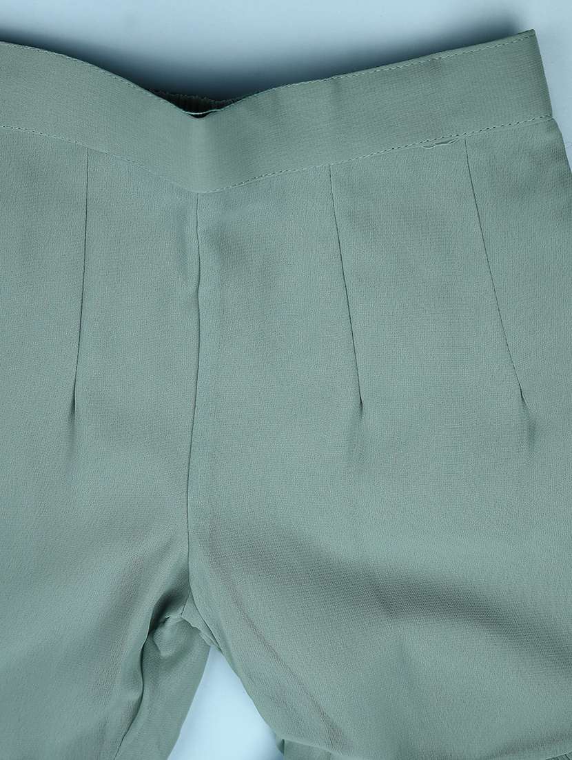 girls solid with work sleeveless kurta sharara set  - 22082957 -  Standard Image - 4