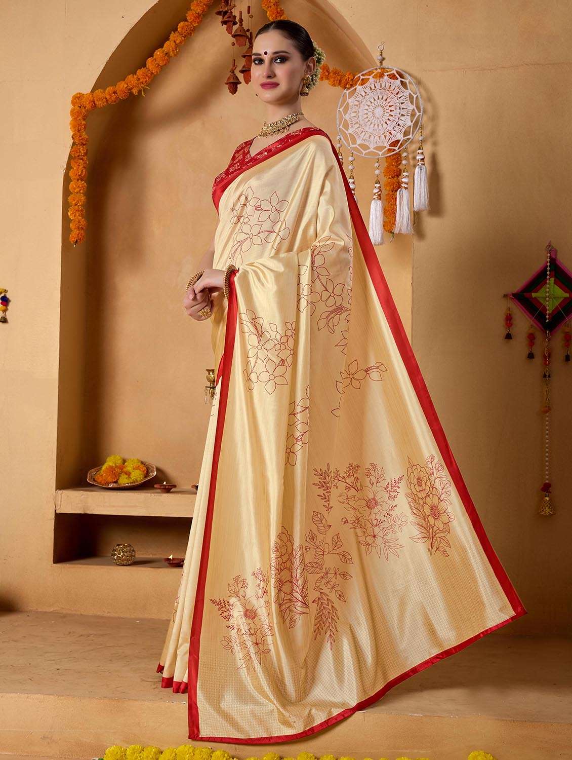 women printed casual wear saree with blouse - 22082991 -  Standard Image - 1