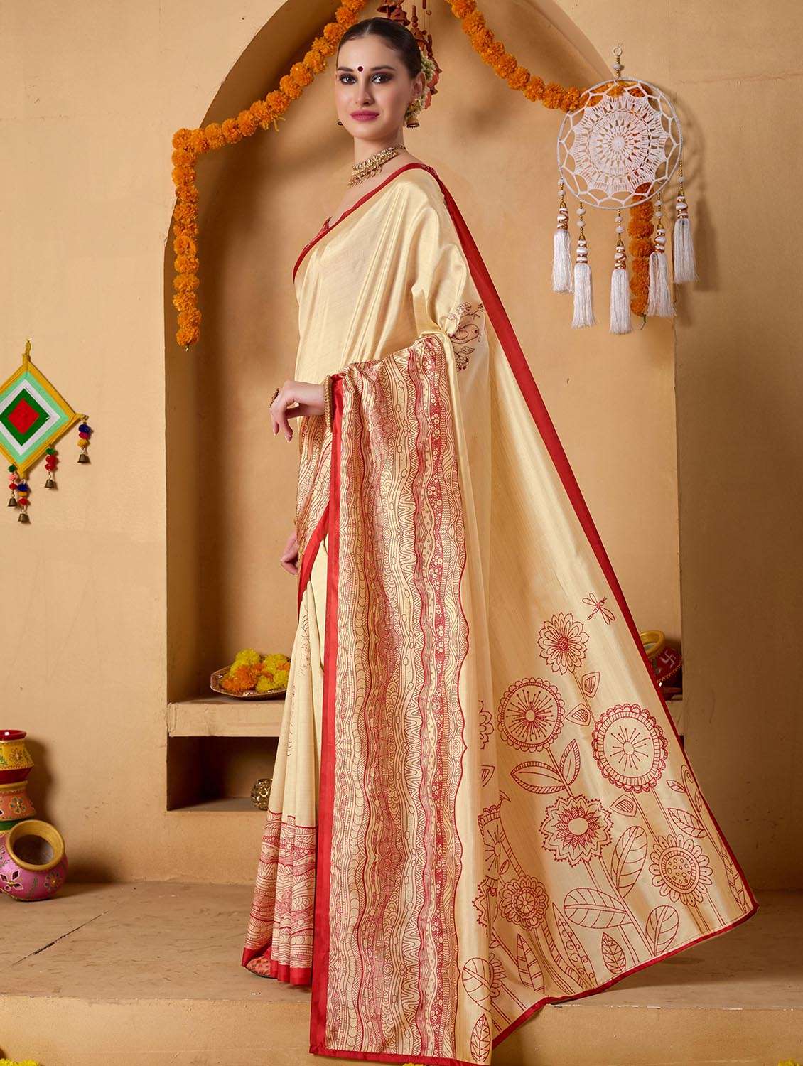women printed casual wear saree with blouse - 22082992 - Standard Image - 1