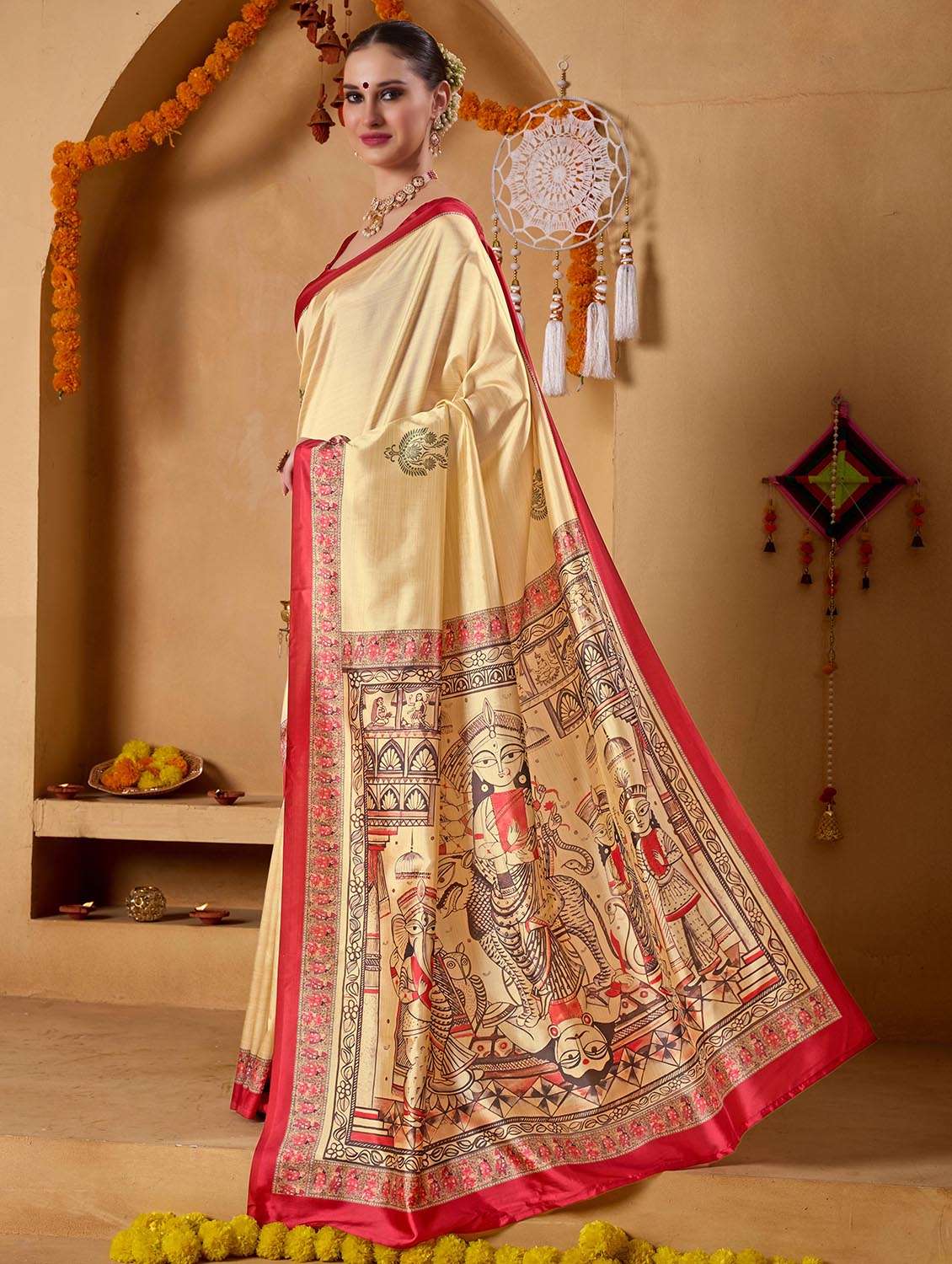 women printed casual wear saree with blouse - 22082994 - Standard Image - 1