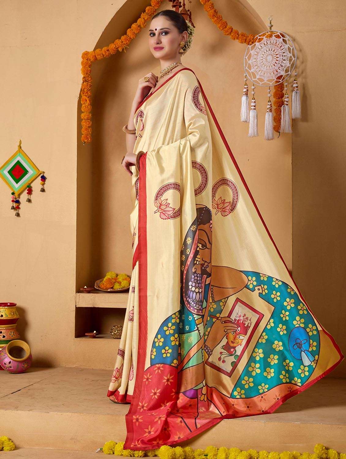 women printed casual wear saree with blouse - 22082996 -  Standard Image - 1