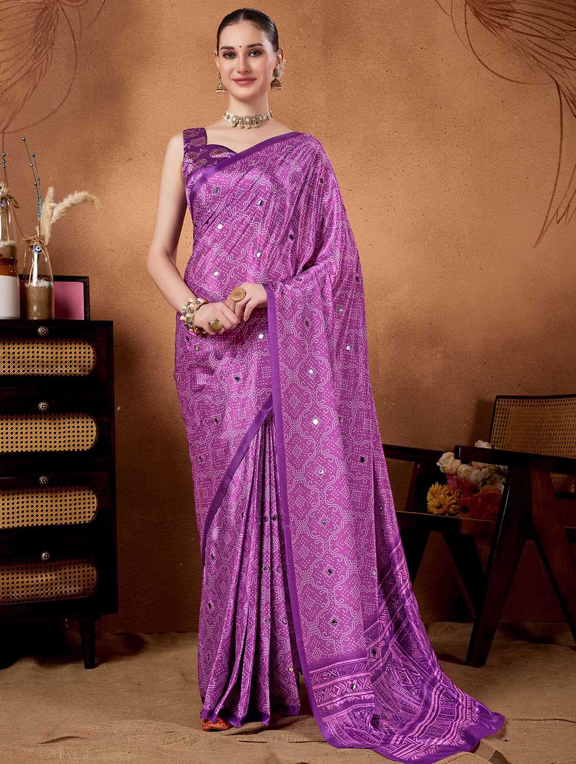 women printed casual wear saree with blouse