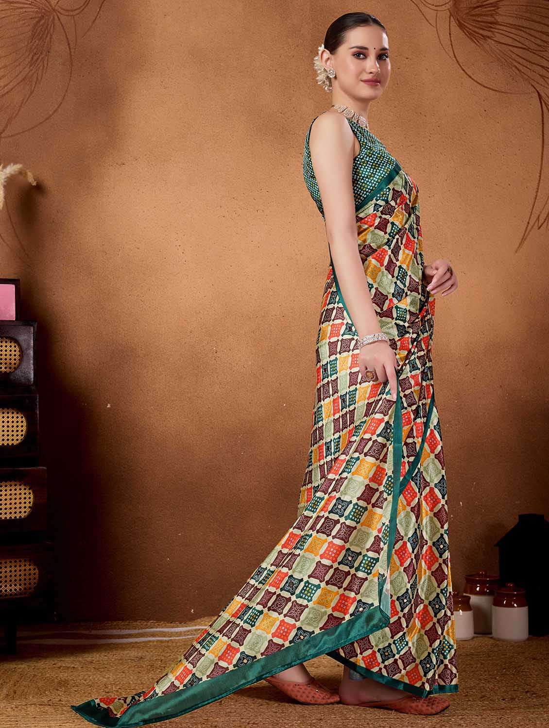 women printed casual wear saree with blouse - 22083000 -  Standard Image - 1