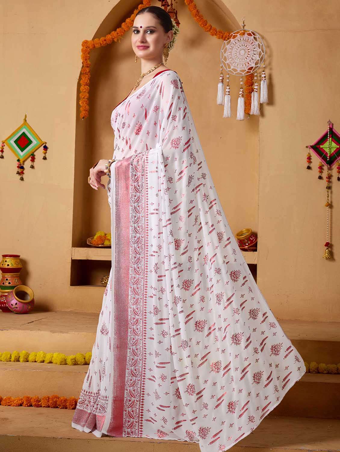 women printed casual wear saree with blouse - 22083014 - Standard Image - 1