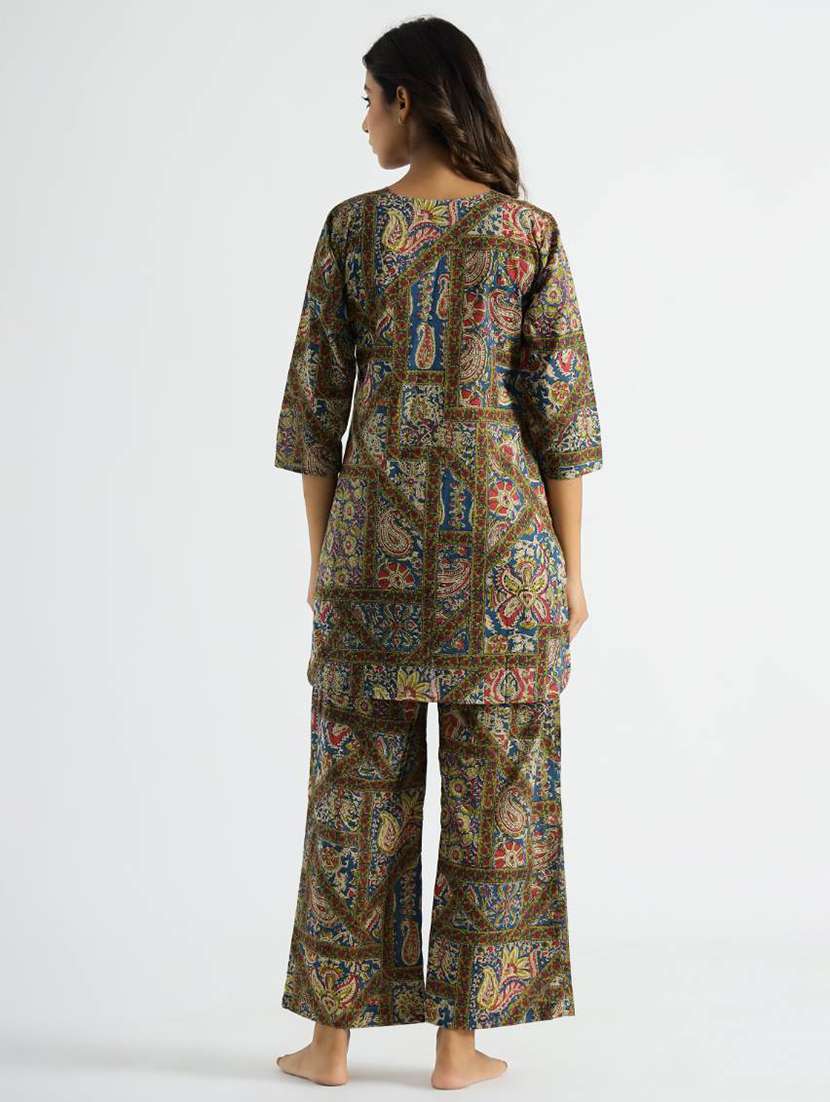 women three quarter sleeve regular fit ethnic co-ord set - 22083100 -  Standard Image - 1