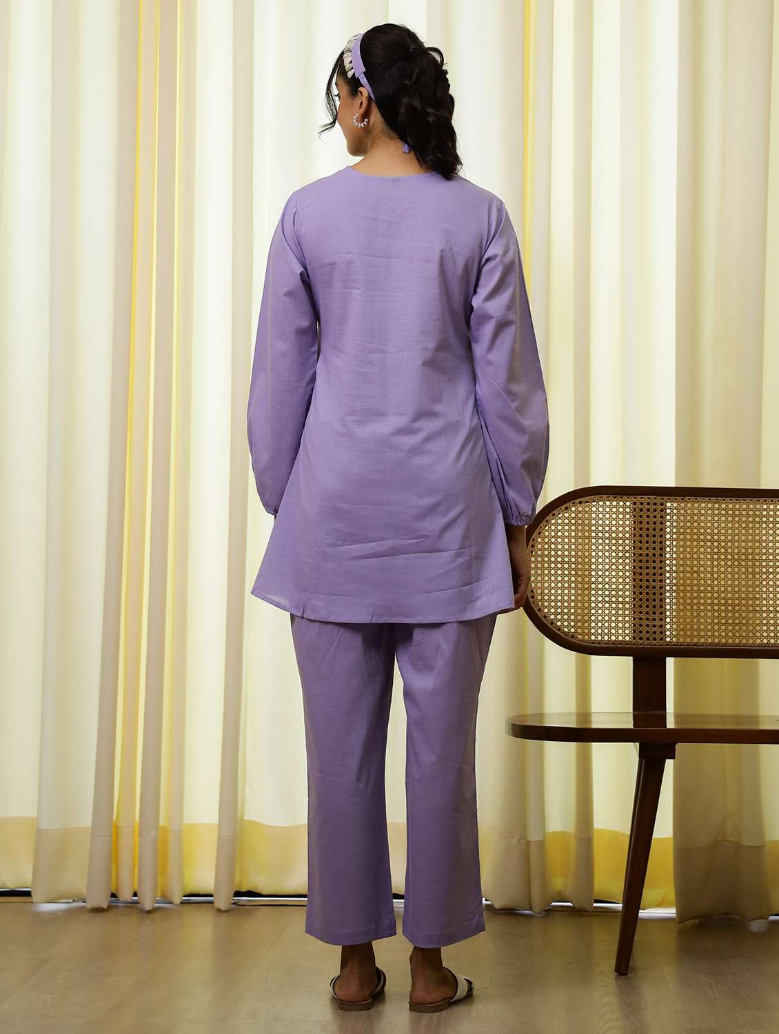 women solid long sleeve ethnic co-ord set - 22083102 -  Standard Image - 1