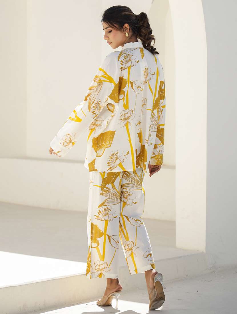 women floral printed long sleeve shirt & trouser co-ord set - 22083104 -  Standard Image - 1