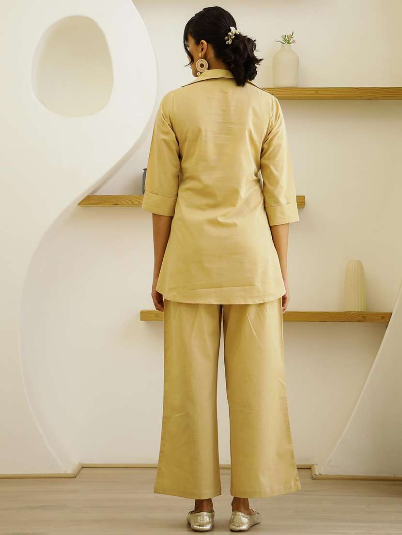 women three quarter sleeve regular fit ethnic co-ord set - 22083138 -  Standard Image - 1