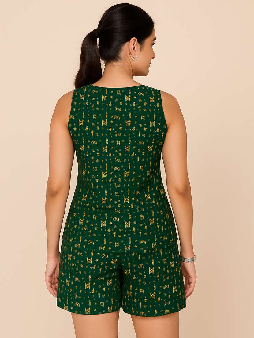 women printed sleeveless shorts set nightwear - 22083146 - Standard Image - 4