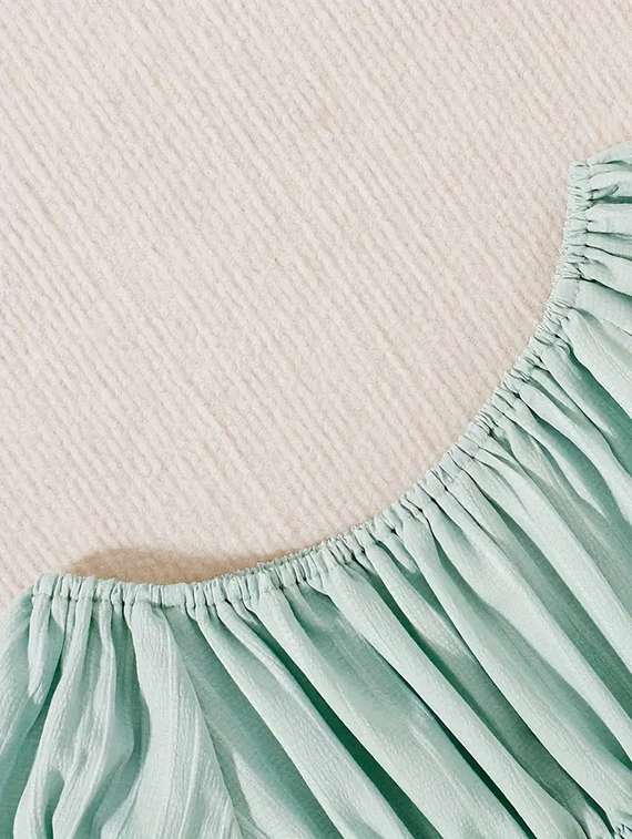 women solid puff sleeve tiered dress - 22083162 - Standard Image - 4