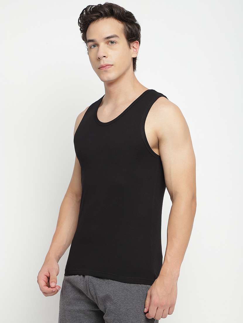 black 100% cotton vest - 22083210 -  Standard Image - 1