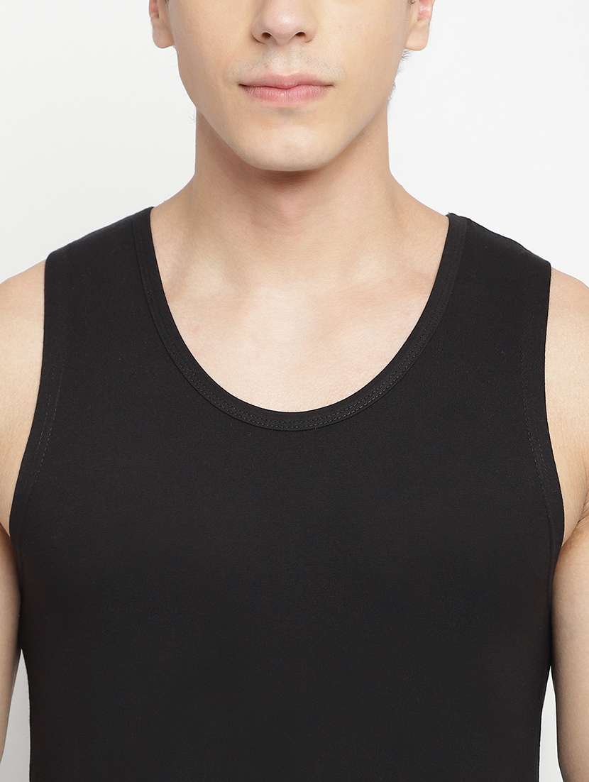 black 100% cotton vest - 22083210 -  Standard Image - 4