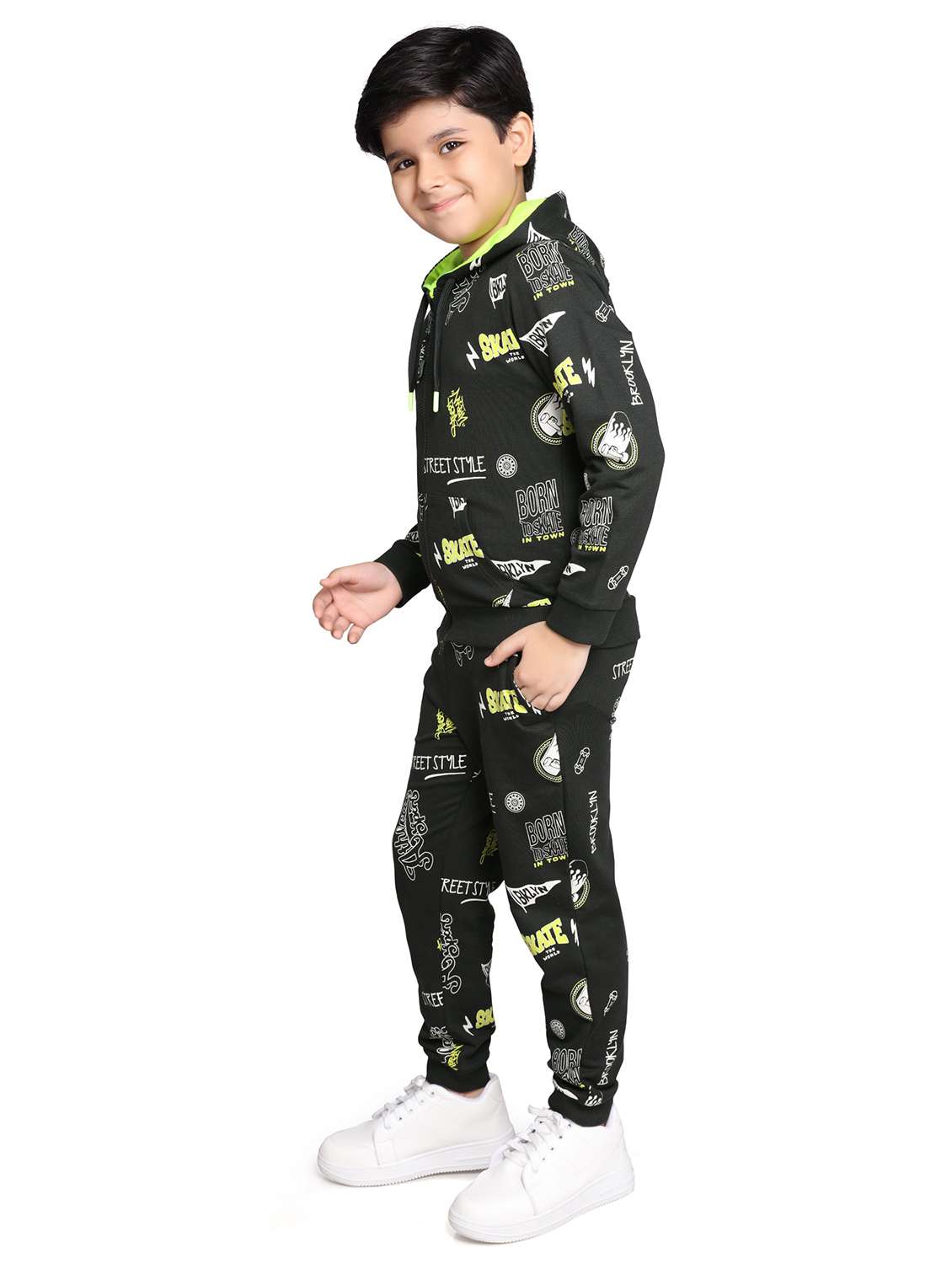 boys printed long sleeve hooded full length sets - 22083253 -  Standard Image - 1