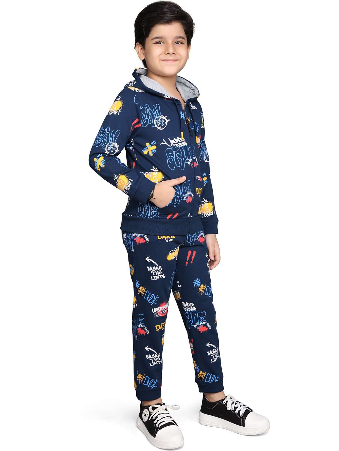 boys printed long sleeve hooded full length sets - 22083254 -  Standard Image - 1