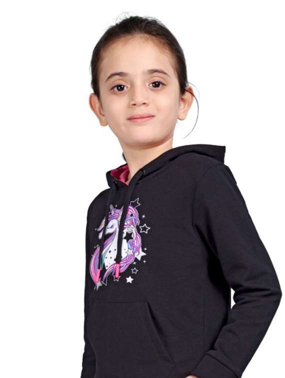girls printed long sleeve hooded sweatshirt - 22083297 -  Standard Image - 1