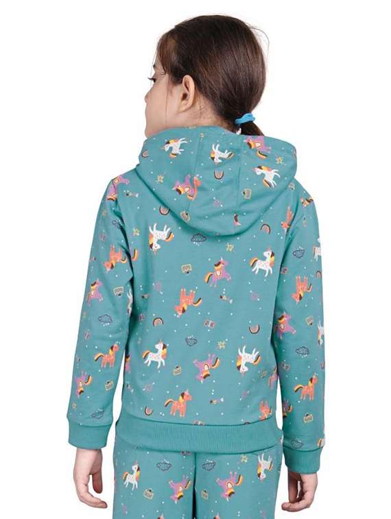 girls printed long sleeve hooded sweatshirt - 22083300 - Standard Image - 1