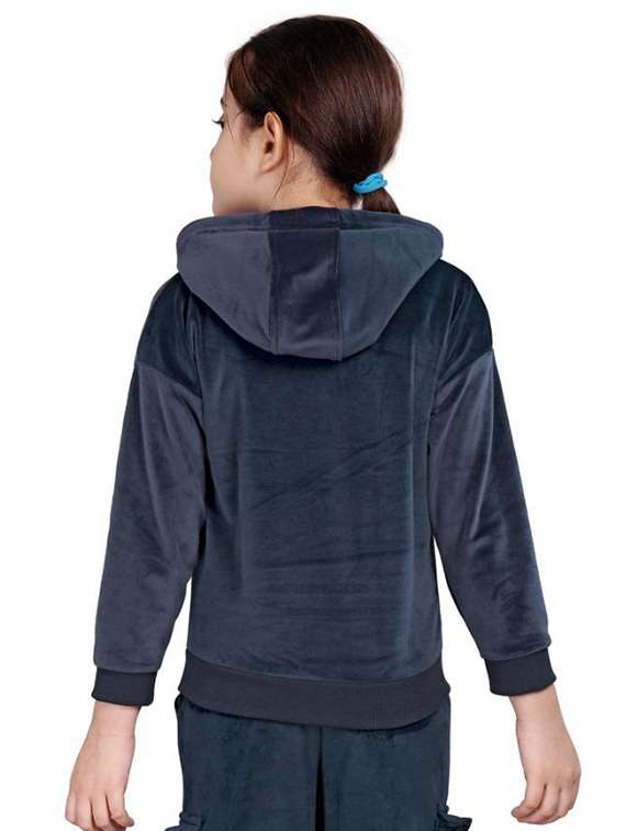 girls solid long sleeve hooded sweatshirt - 22083303 -  Standard Image - 1