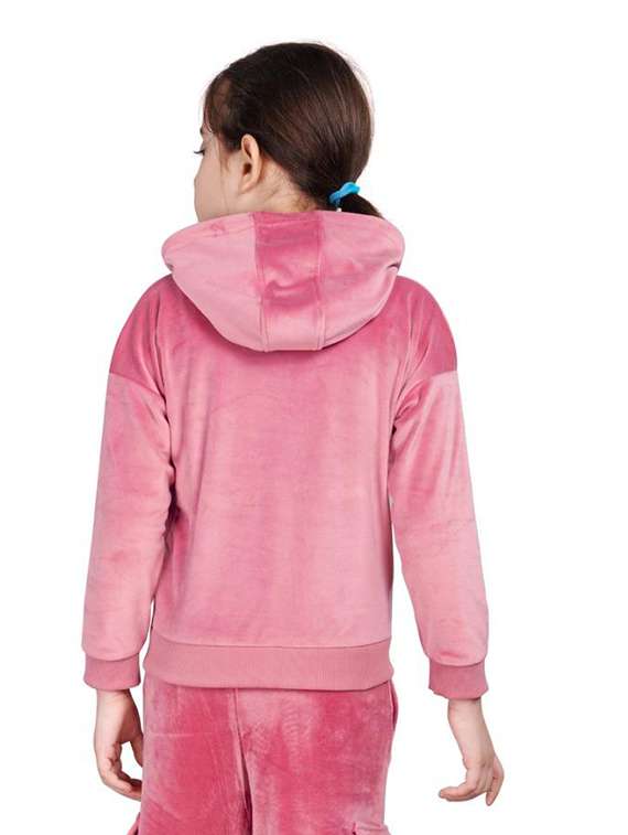 girls solid long sleeve hooded sweatshirt - 22083304 -  Standard Image - 1