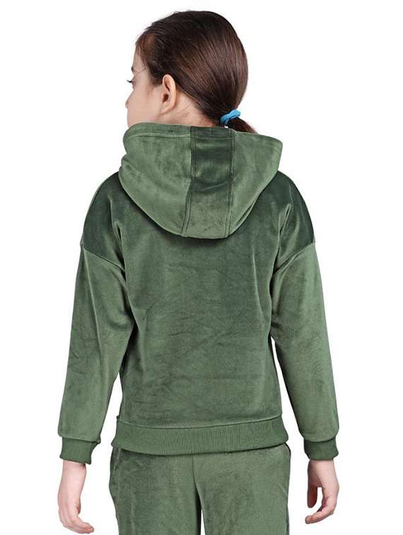 girls solid long sleeve hooded sweatshirt - 22083306 -  Standard Image - 1