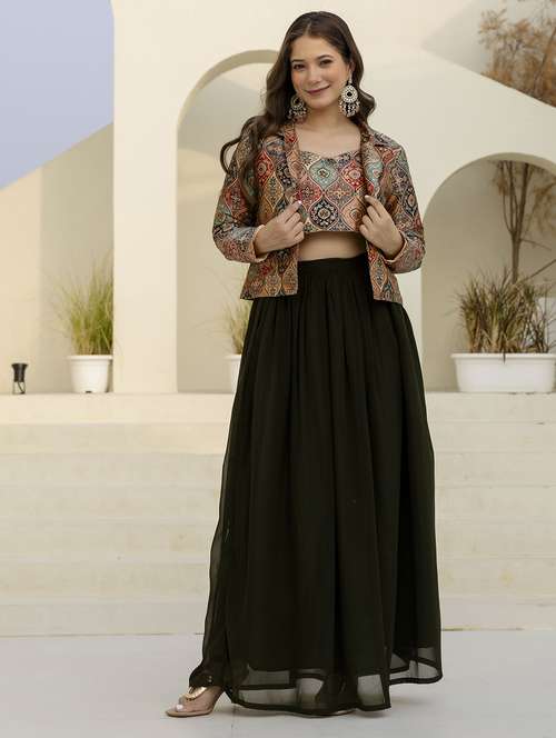 women printed long sleeve skirt top set - 22083312 -  Standard Image - 0