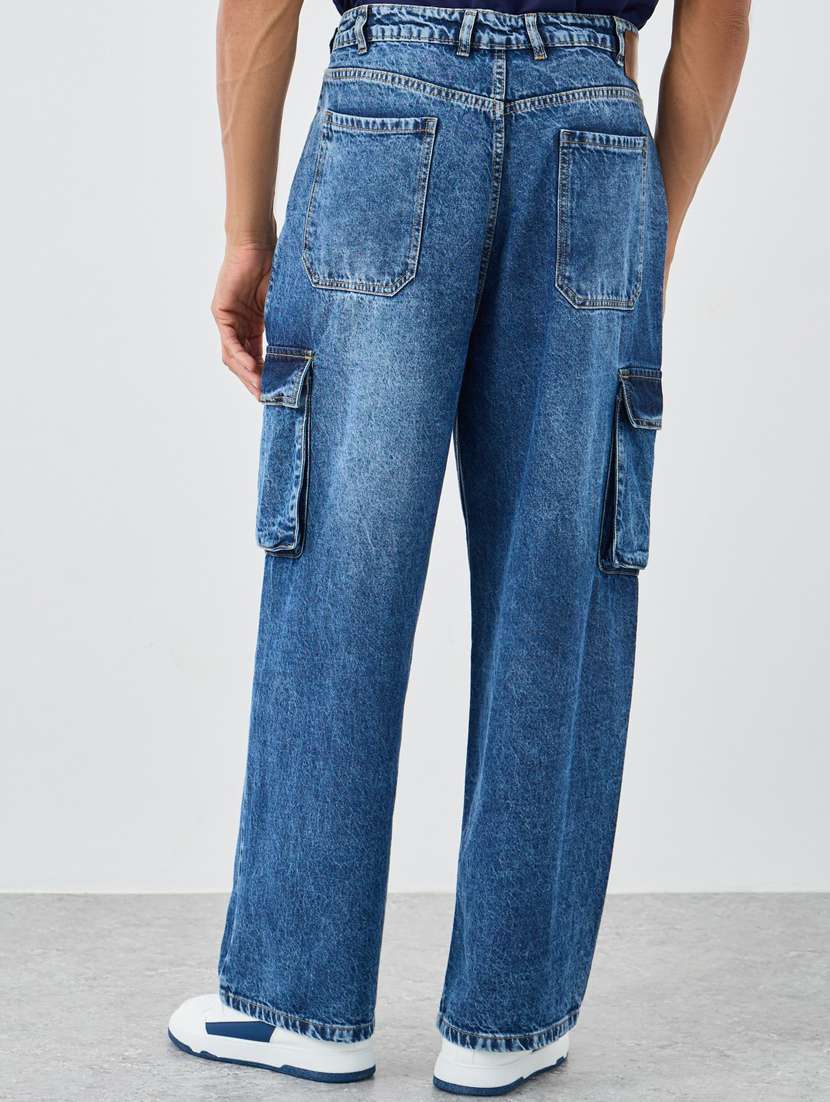 men solid mid rise loose fit cargo - 22083325 -  Standard Image - 1