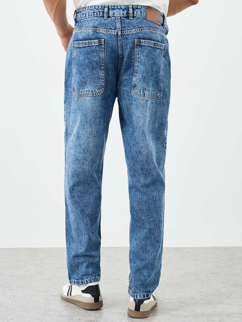 men plain mid rise full length straight fit jeans - 22083329 -  Standard Image - 1