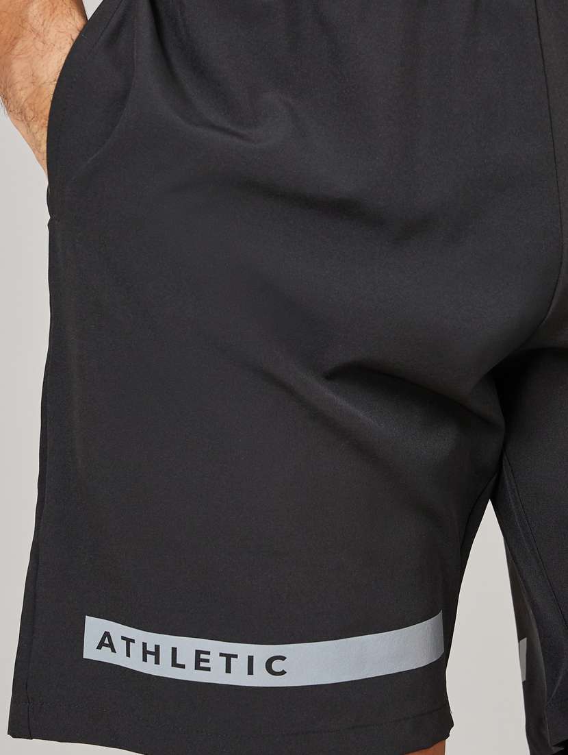 men typographic mid rise regular fit sports shorts - 22083331 - Standard Image - 4