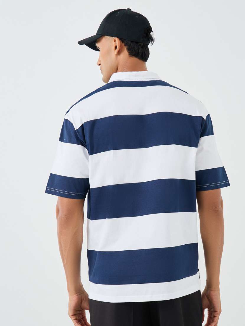 men striped short sleeve oversized polo t-shirt - 22083425 -  Standard Image - 1