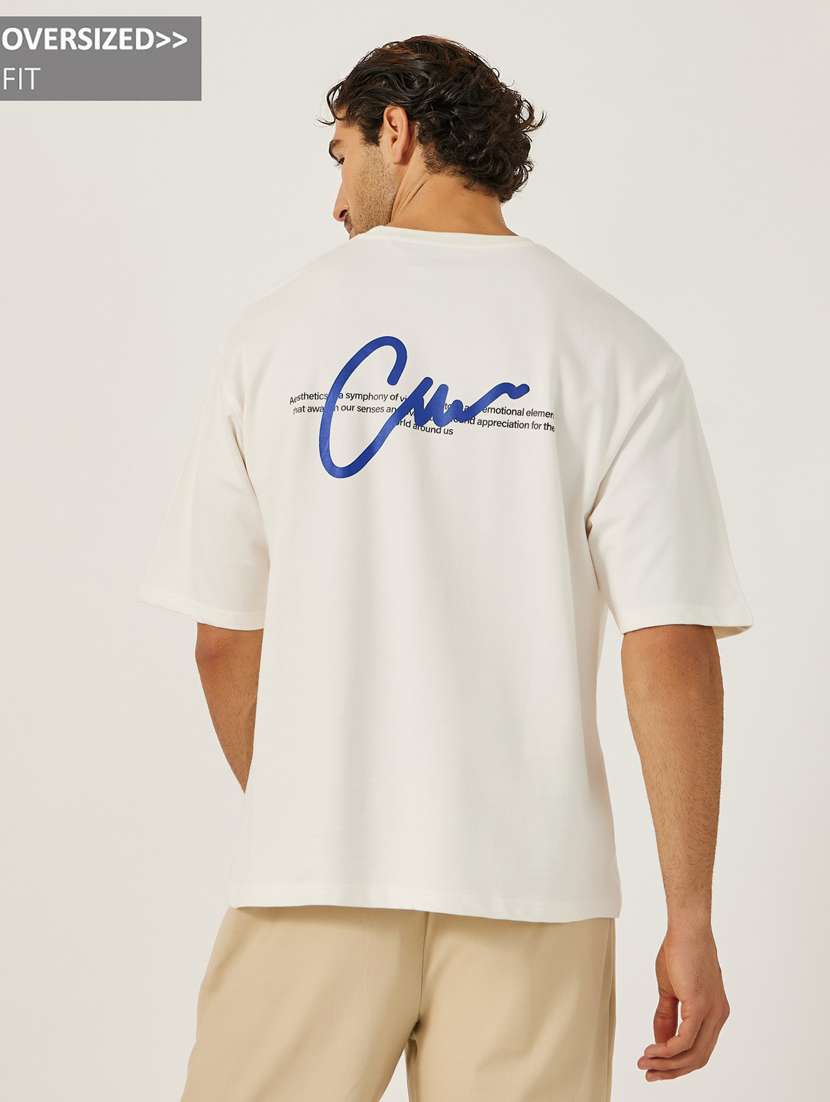 men chest print short sleeve oversized t-shirt - 22083426 -  Standard Image - 1