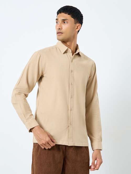 men solid long sleeve regular fit casual shirt - 22083427 -  Standard Image - 0