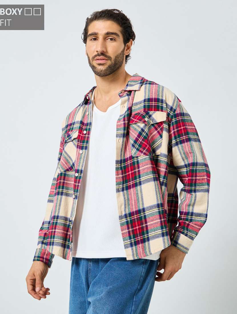men checkered long sleeve regular fit casual shirt - 22083428 -  Standard Image - 1
