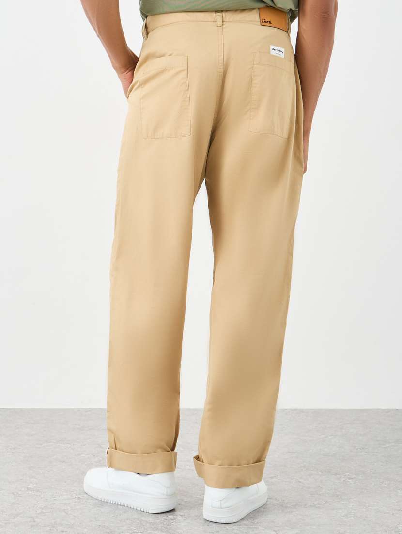 men solid mid rise flat front chinos trouser - 22083440 -  Standard Image - 1