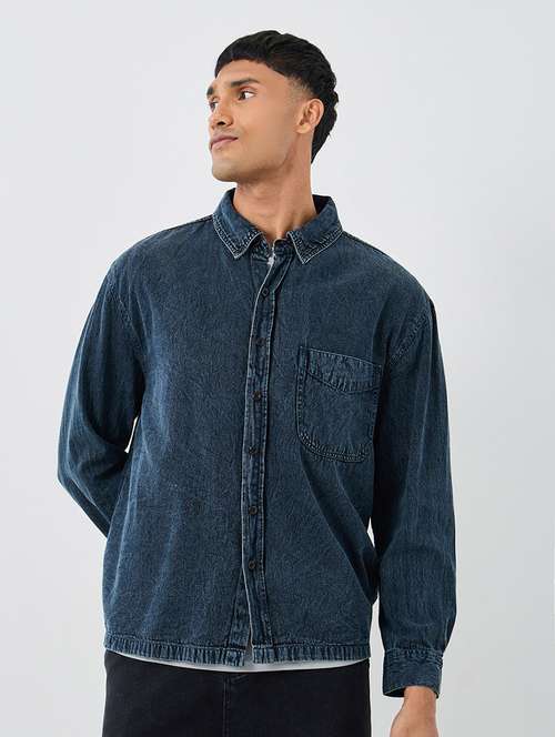 men solid long sleeve regular fit casual shirt - 22083445 - Standard Image - 0