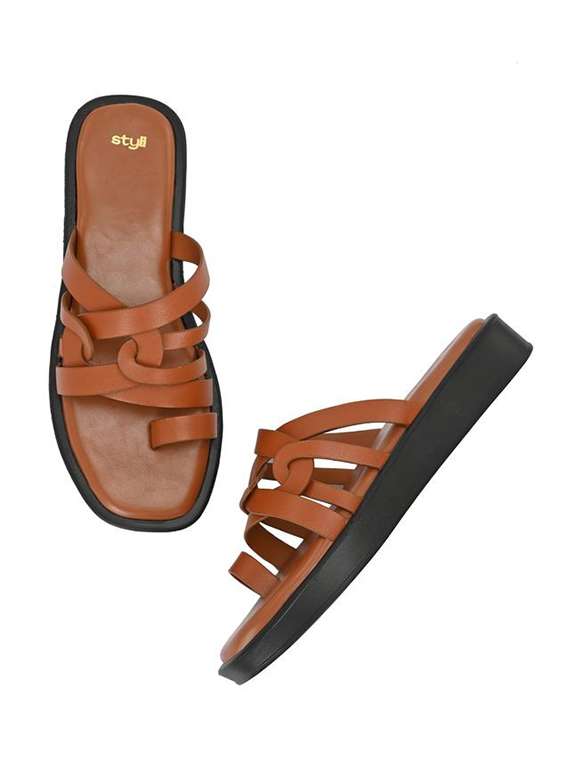 women brown slip on sandal - 22083457 - Standard Image - 4