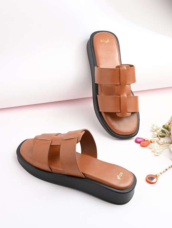 women tan slip on wedge - 22083459 -  Standard Image - 1