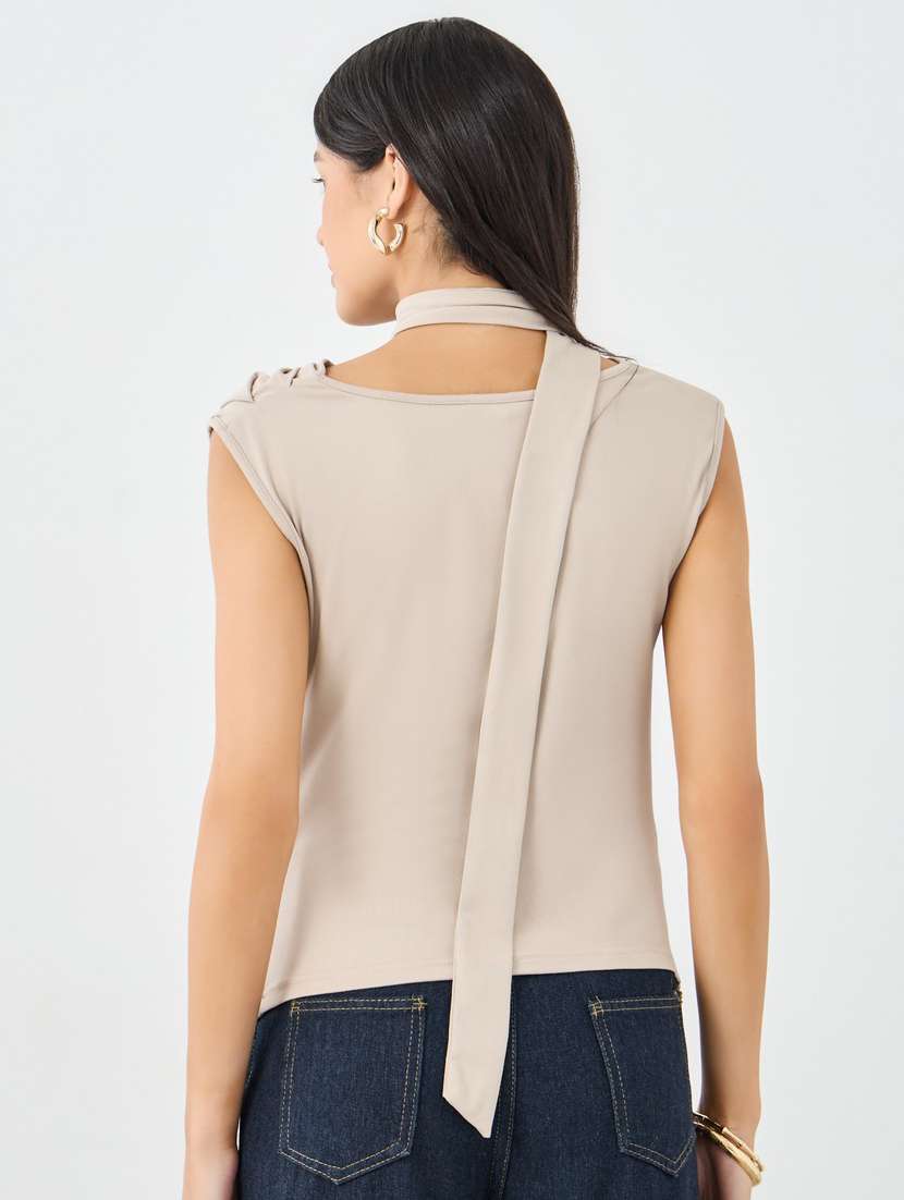 women solid cowl neck sleeveless top - 22083464 - Standard Image - 1