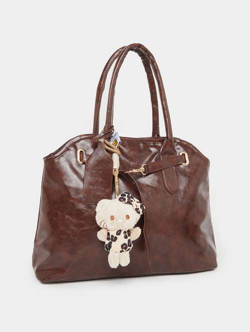 women brown solid tote bag - 22083470 -  Standard Image - 0
