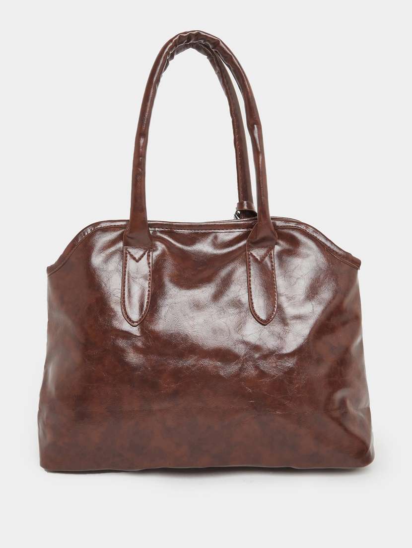 women brown solid tote bag - 22083470 - Standard Image - 1