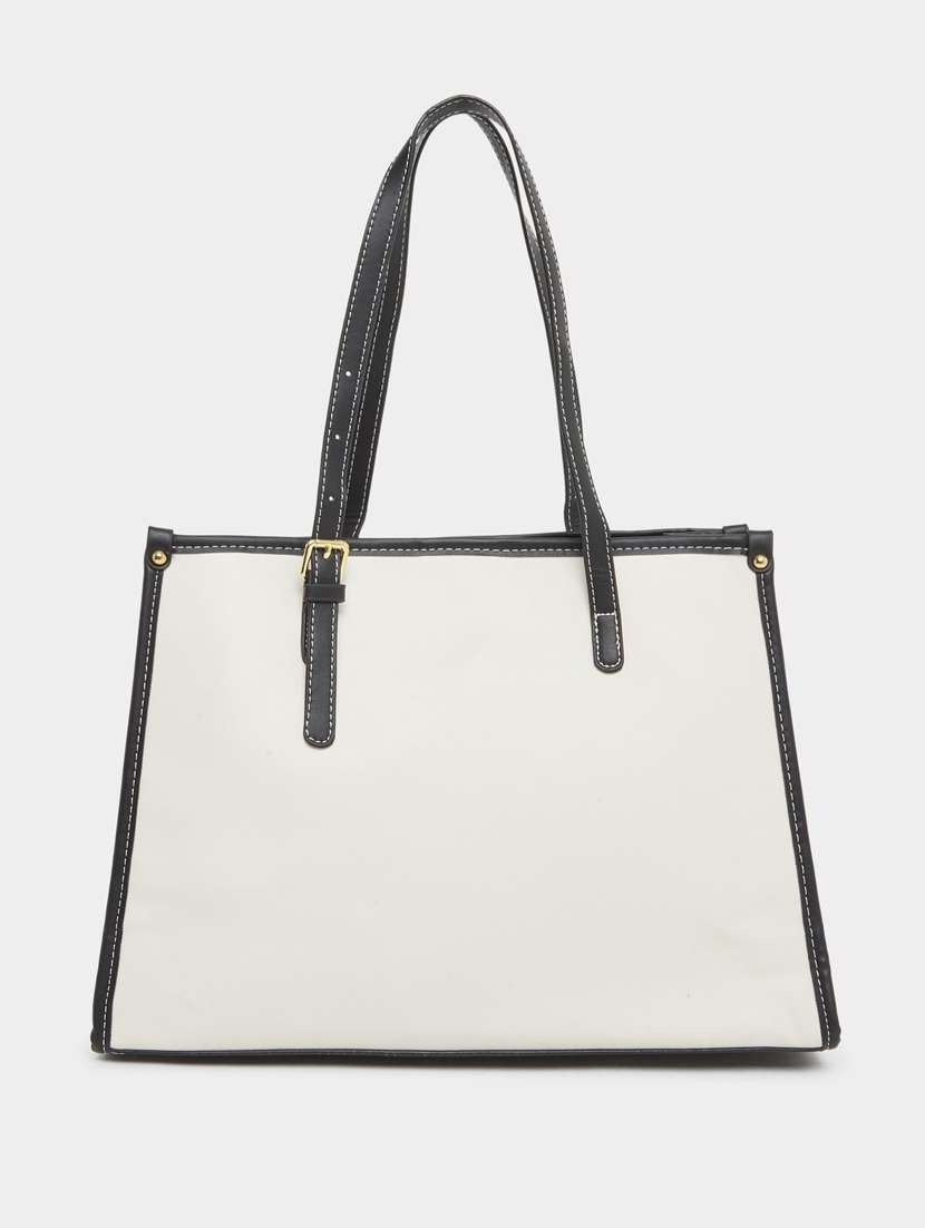 women white solid tote bag with coin pouch - 22083473 - Standard Image - 1