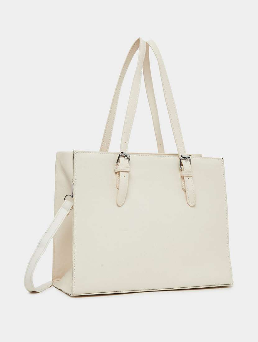 women white solid structured tote bag - 22083475 -  Standard Image - 1
