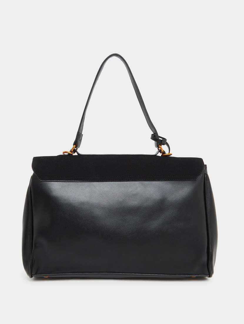 women black solid pu handbag - 22083476 -  Standard Image - 1