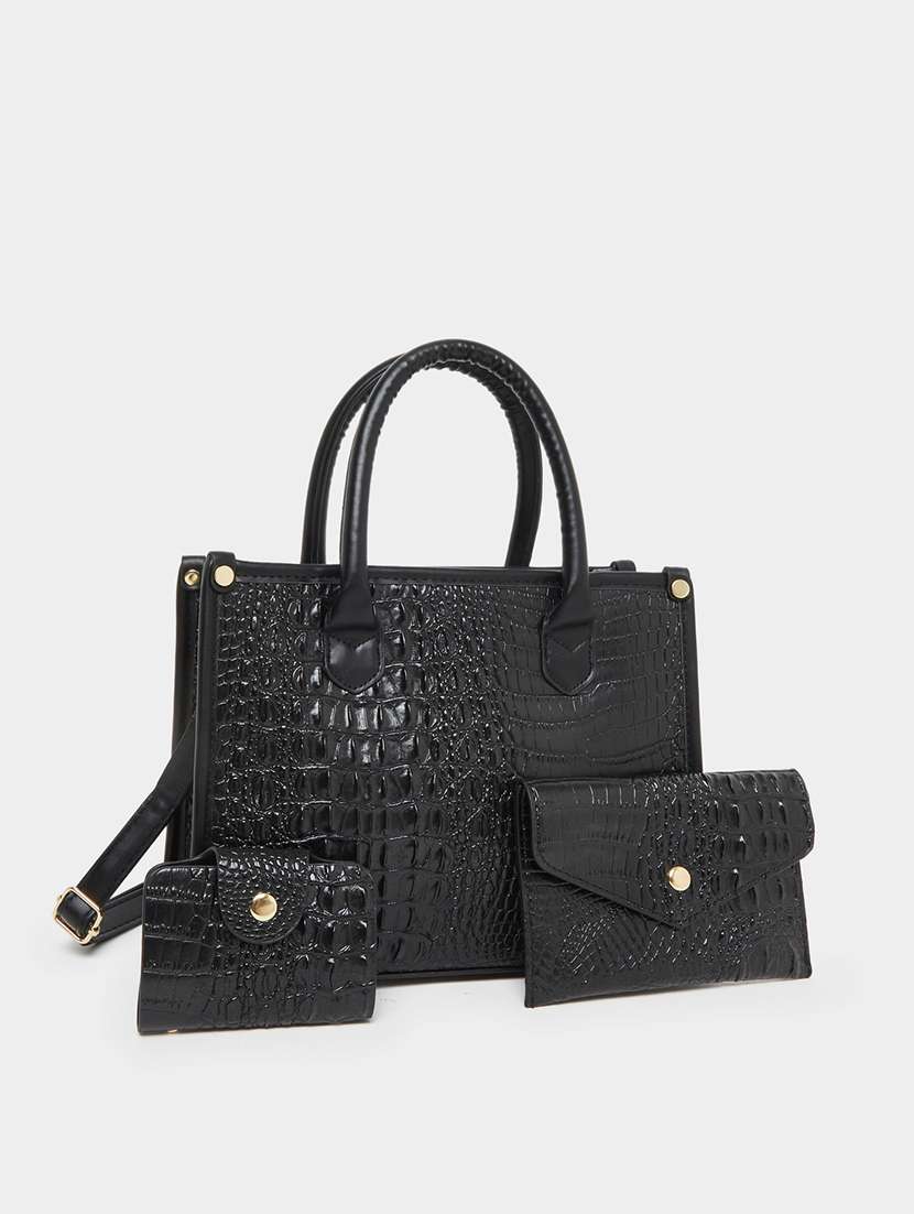 women black textured structured handbag - 22083477 - Zoom Image - 0