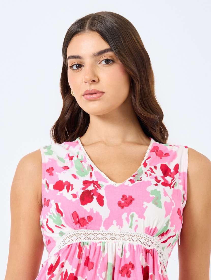 women printed sleeveless tiered dress - 22083482 - Standard Image - 4