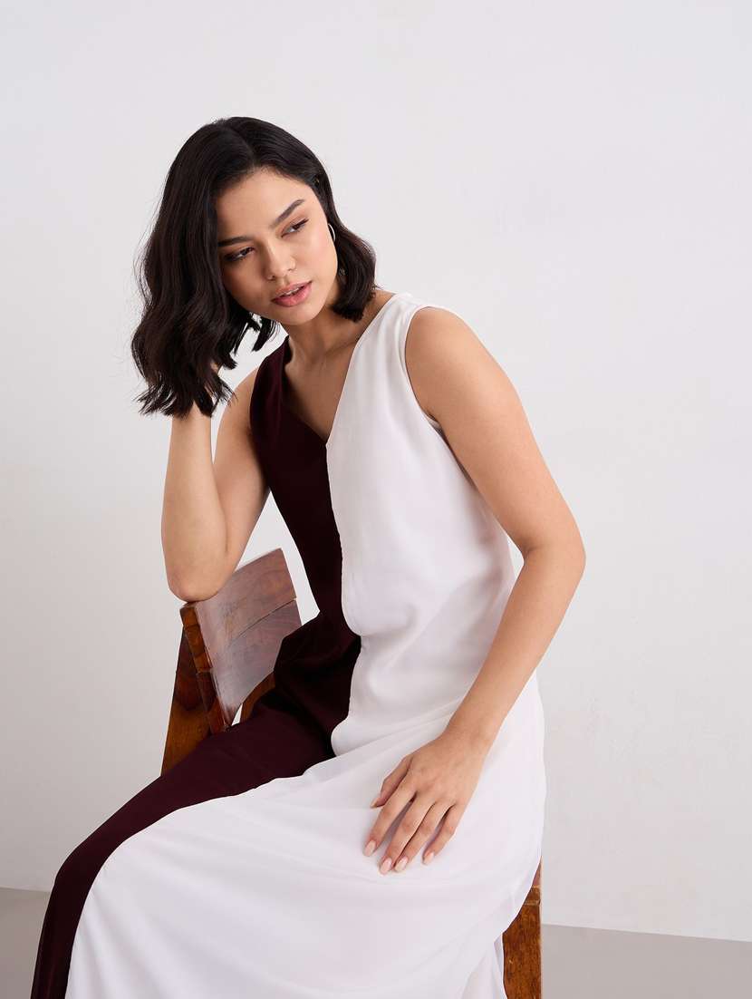 women color blocked sleeveless a-line dress - 22083483 - Standard Image - 4