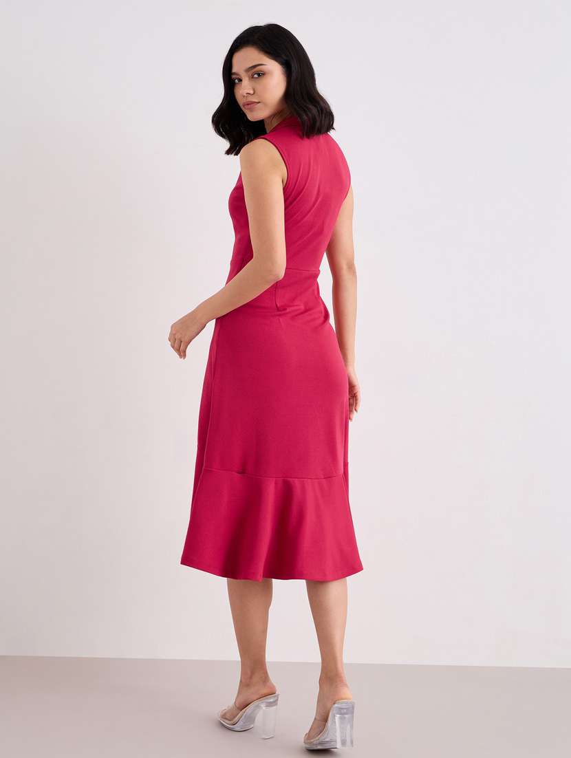 women pink solid sleeveless tiered dress - 22083491 -  Standard Image - 4