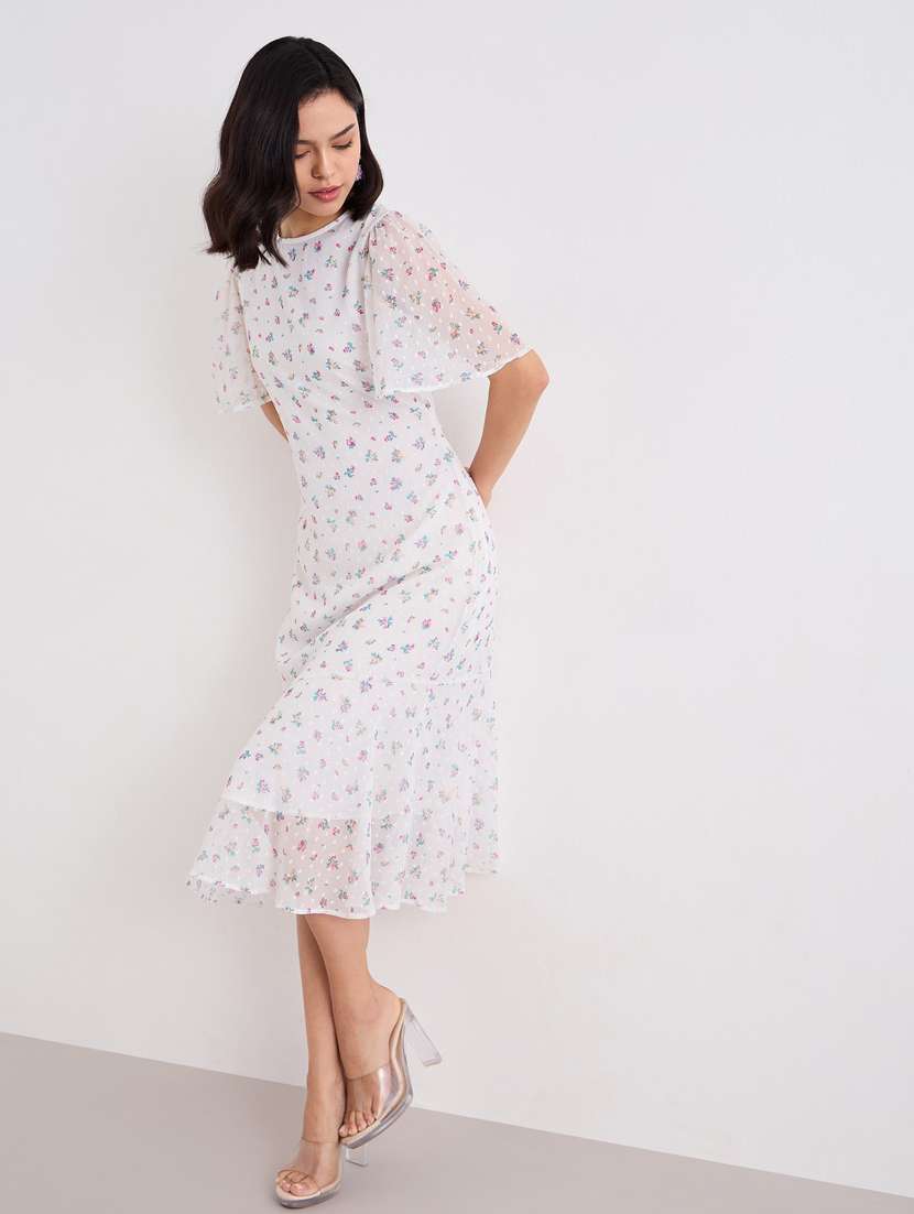 women floral print flared sleeve a-line dress - 22083503 -  Standard Image - 1