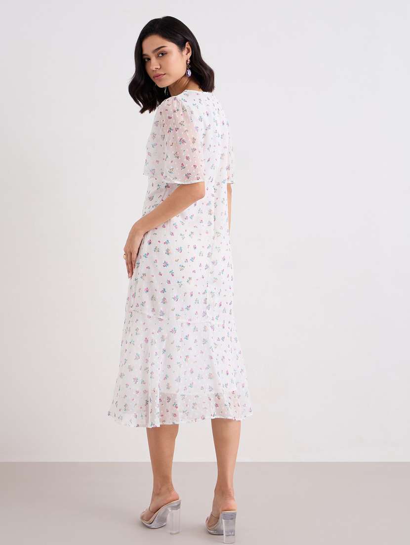 women floral print flared sleeve a-line dress - 22083503 - Standard Image - 4