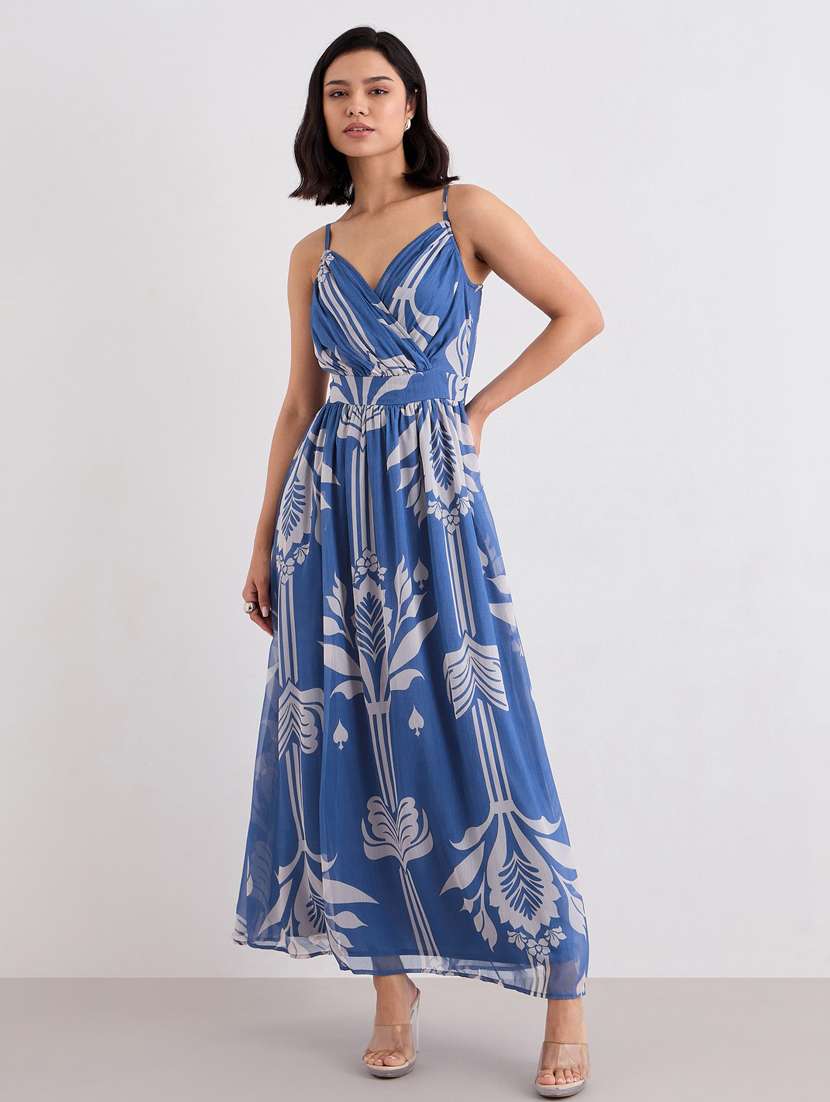 women printed shoulder strap fit & flare dress - 22083509 -  Zoom Image - 0