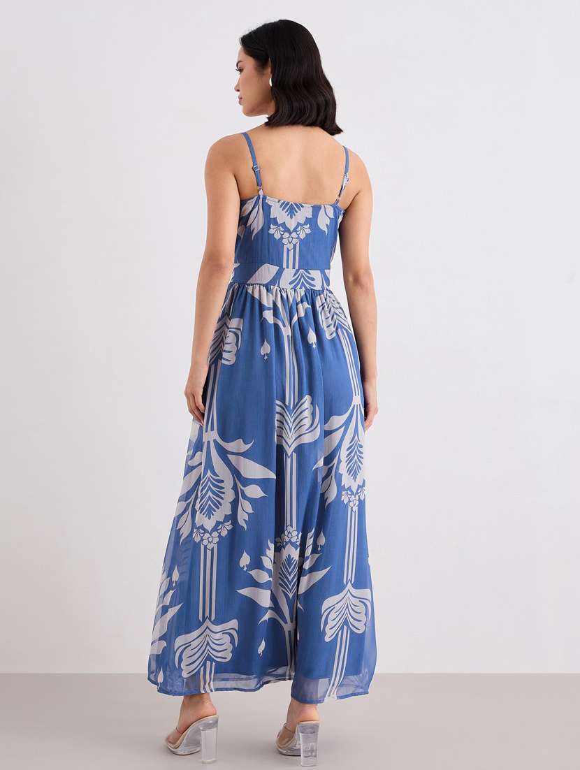women printed shoulder strap fit & flare dress - 22083509 - Standard Image - 4