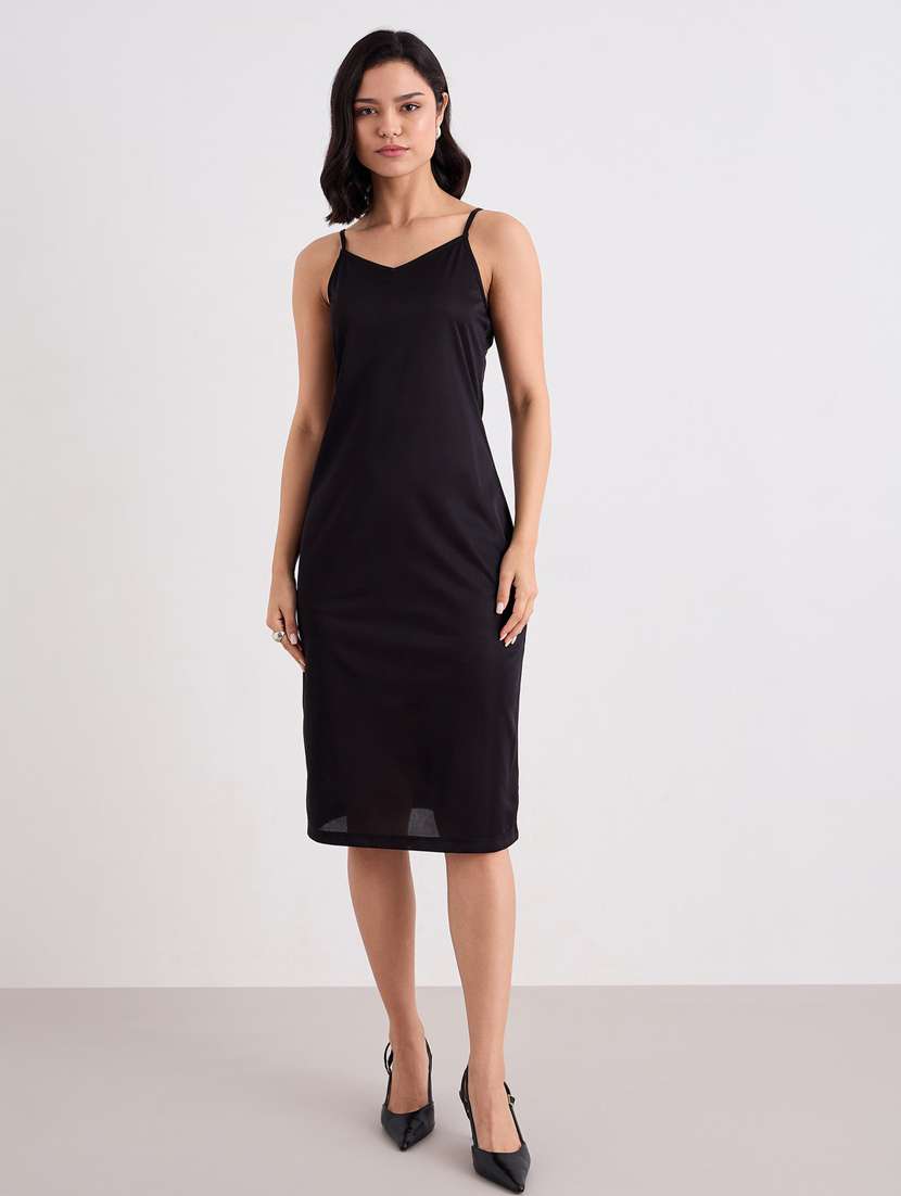 women black long sleeve lace dress with slip - 22083511 - Standard Image - 1